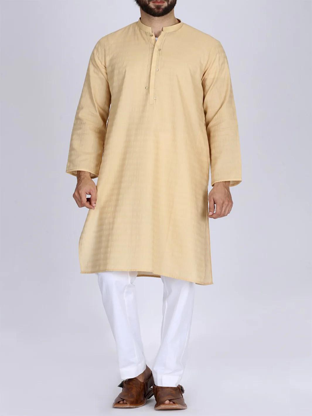 Fawn Jacquard Kurta - AL-K-772B