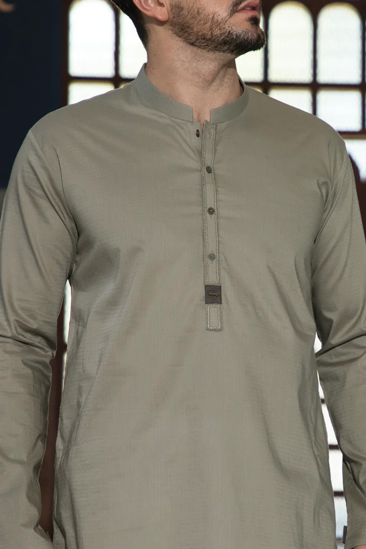 Green Blended Kurta - AL-K-711 - Image 3