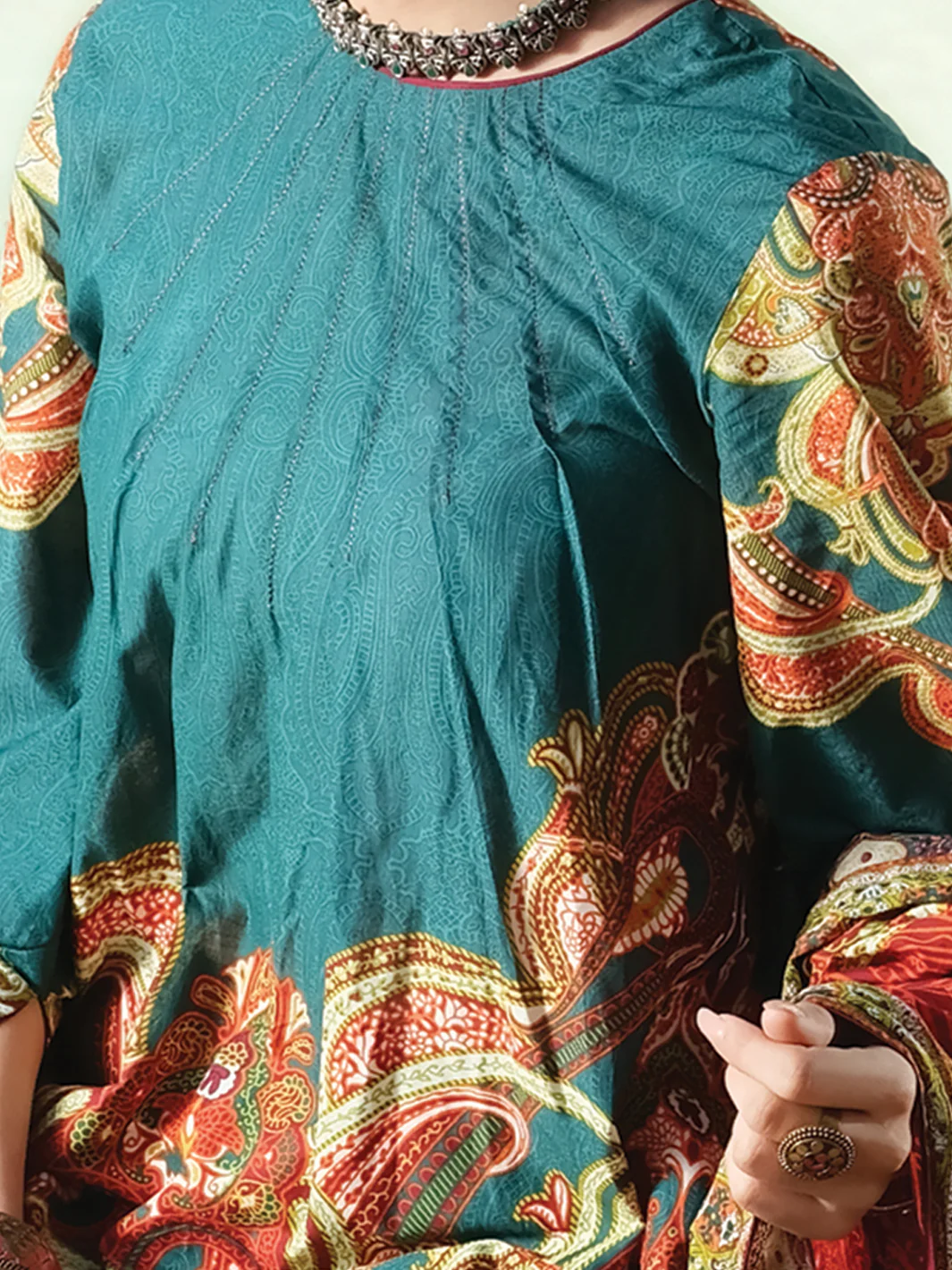 Green Cambric 3 Piece Stitched - AWP-252 - Image 3
