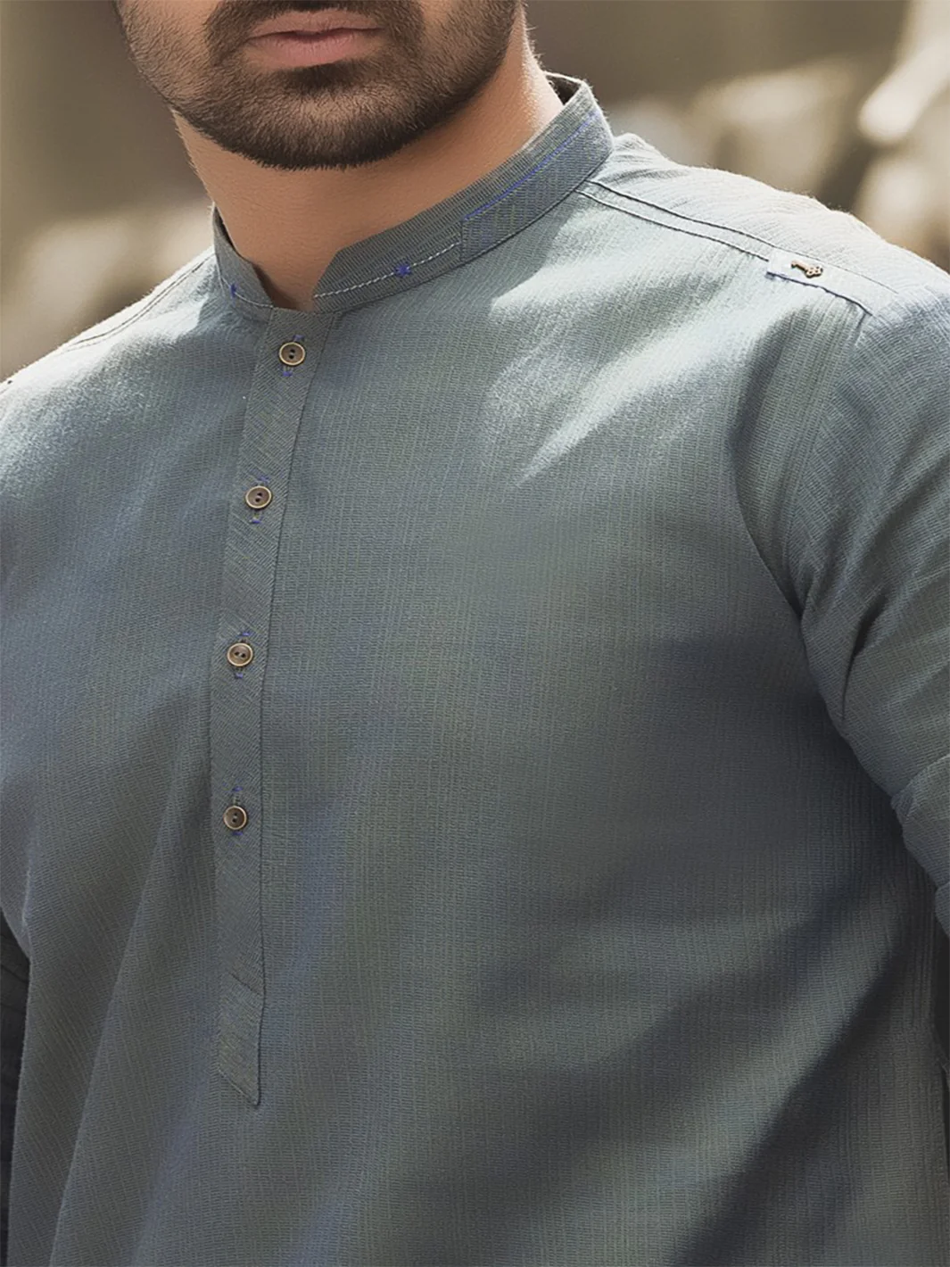 Green Cotton Kurta - AL-K-765 - Image 2