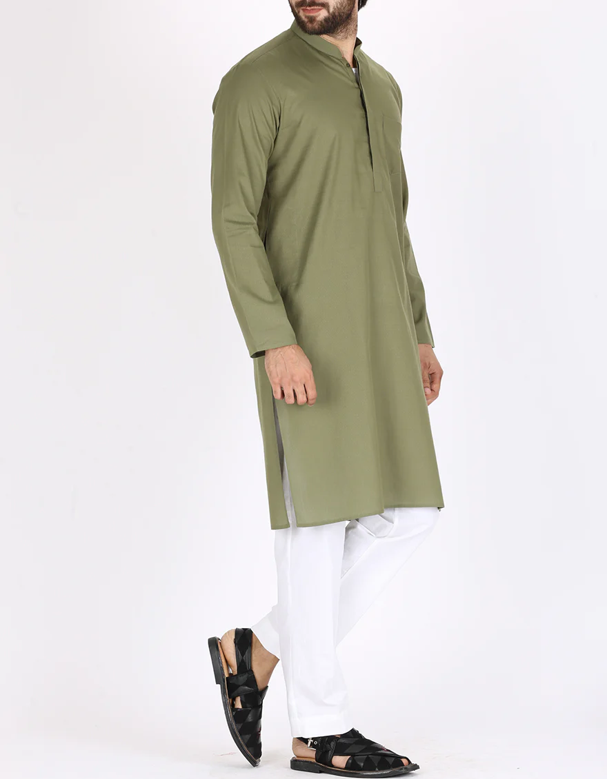 Green Cotton Kurta - AL-K-769 - Image 2