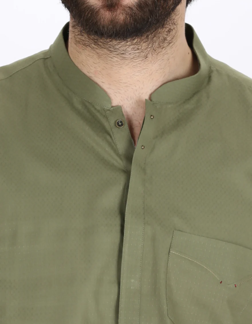 Green Cotton Kurta - AL-K-769 - Image 3