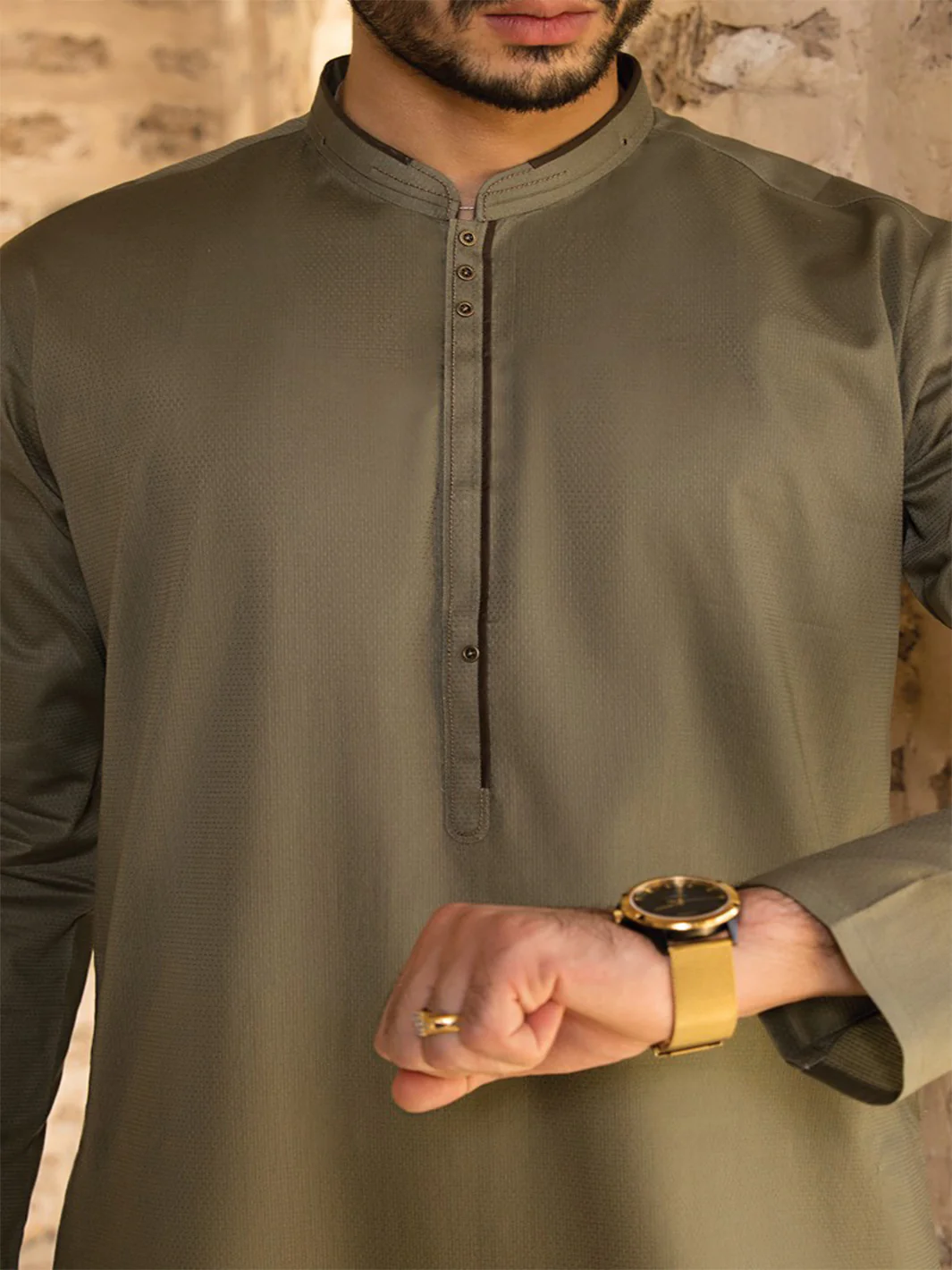 Green Cotton Kurta - AL-K-787 - Image 3