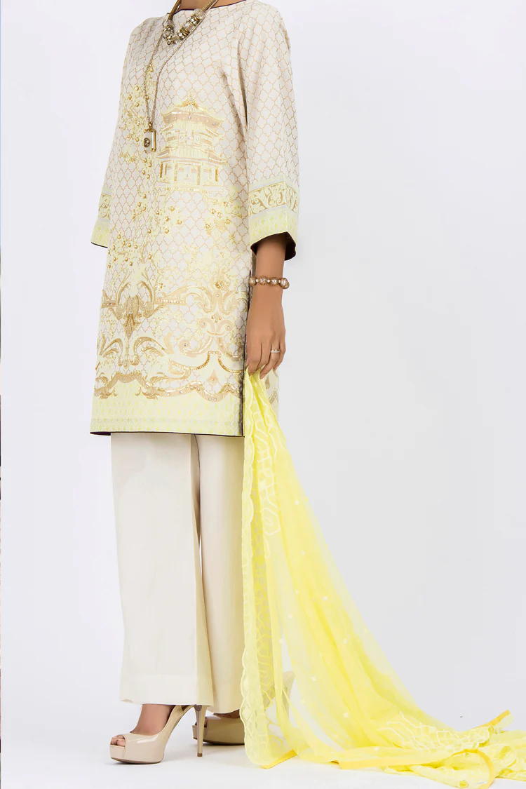 Off White Jacquard 3 Piece Stitched - ALP-531 - Image 2