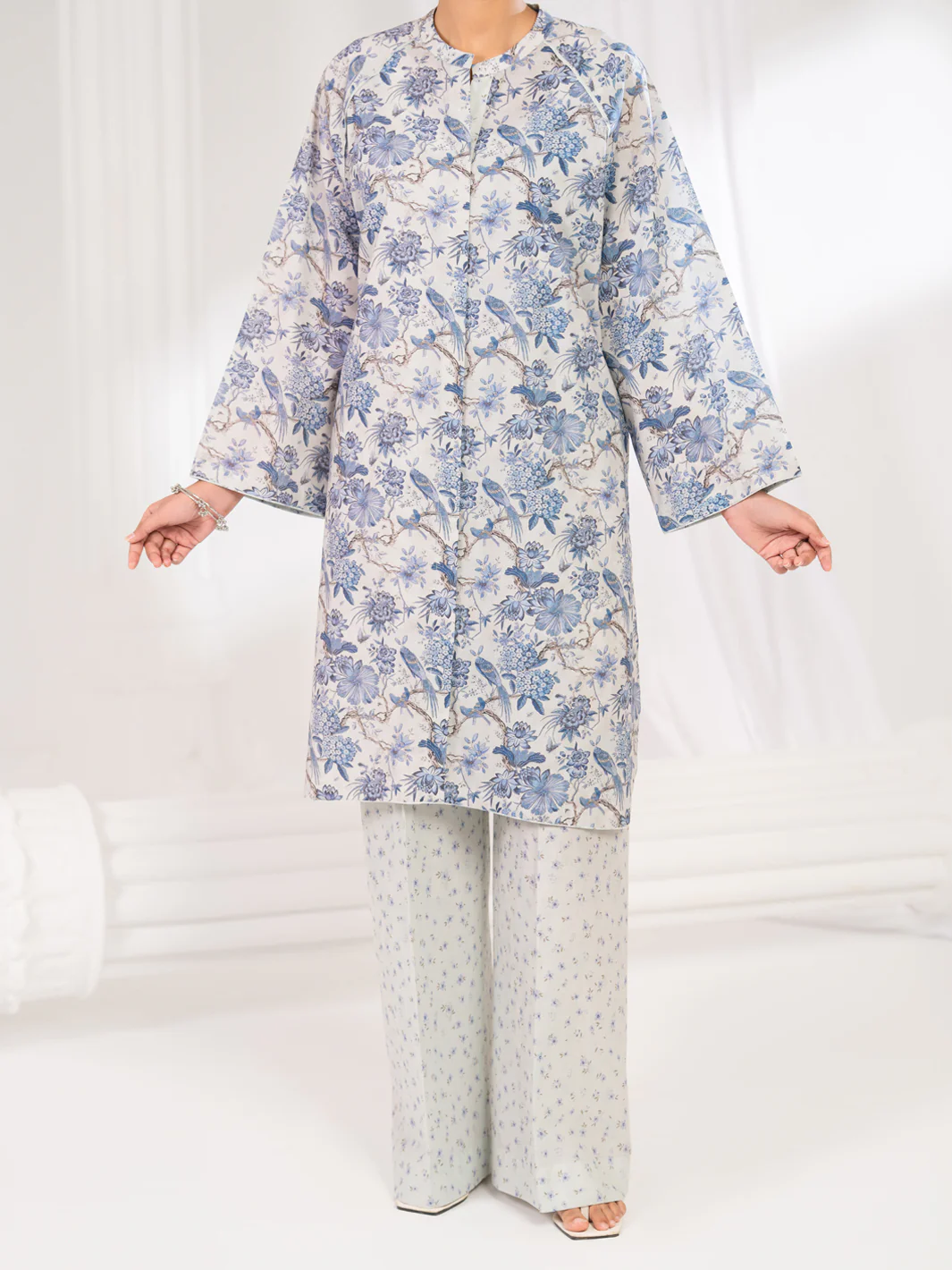 Light Blue Lawn Co-Ord Set - ALP-2PS-SLKS-2762