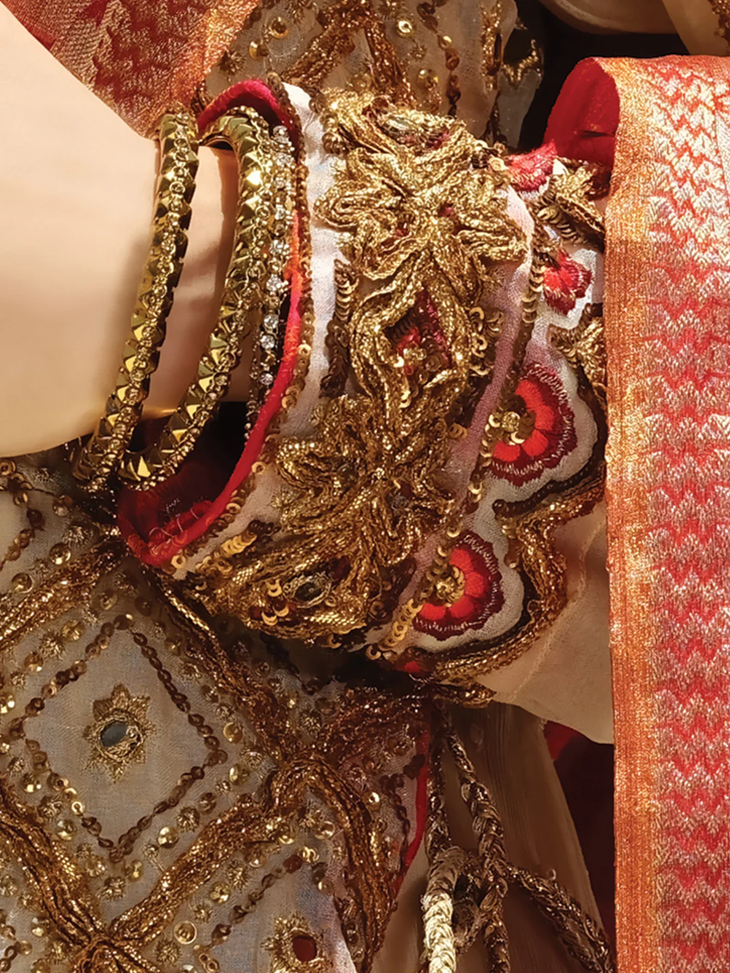Off White Banarsi 3 Piece Formal Suit - LS-245 - Image 2