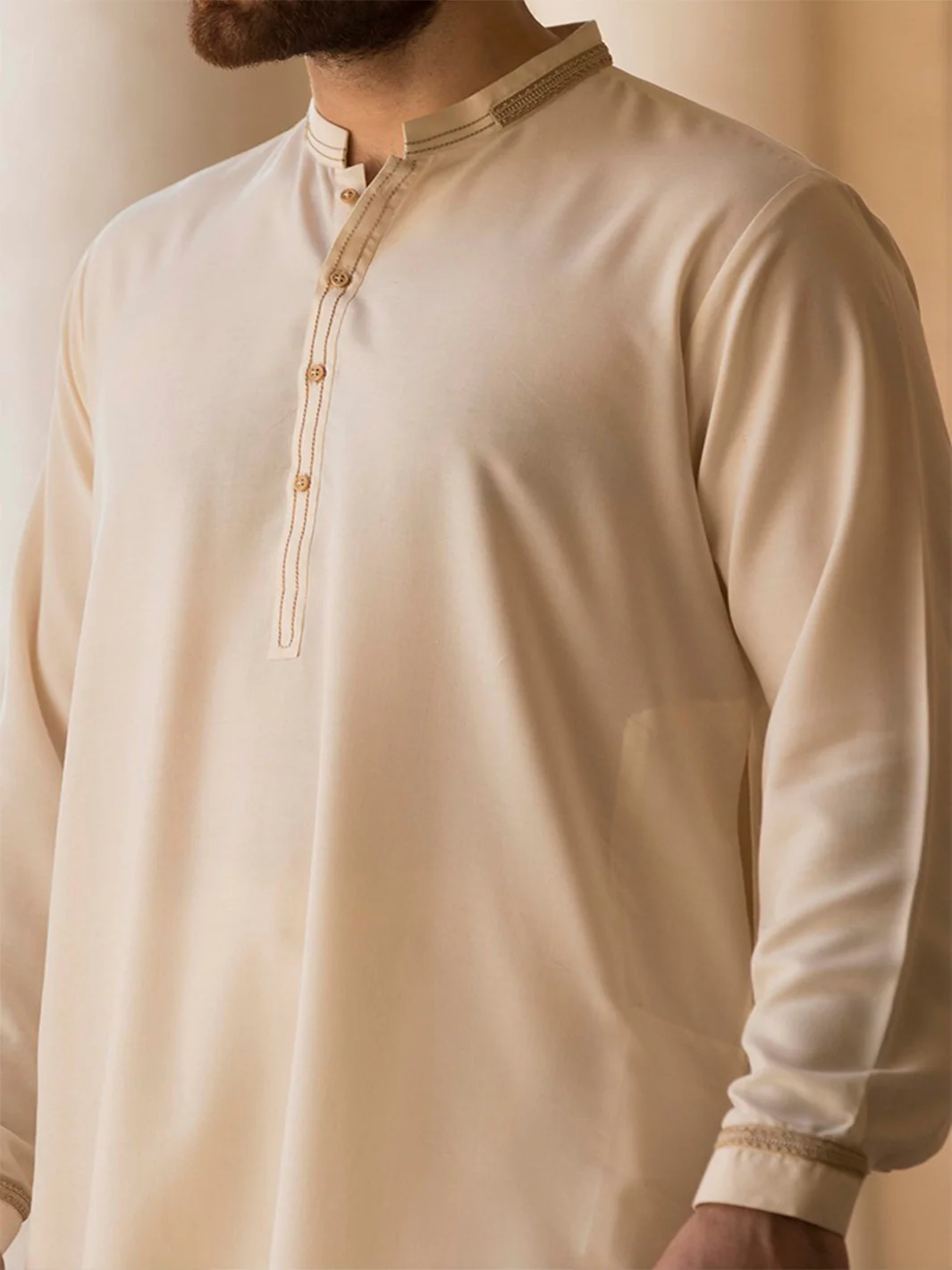 Off White Blended Kameez Shalwar - AL-KS-2367 - Image 2