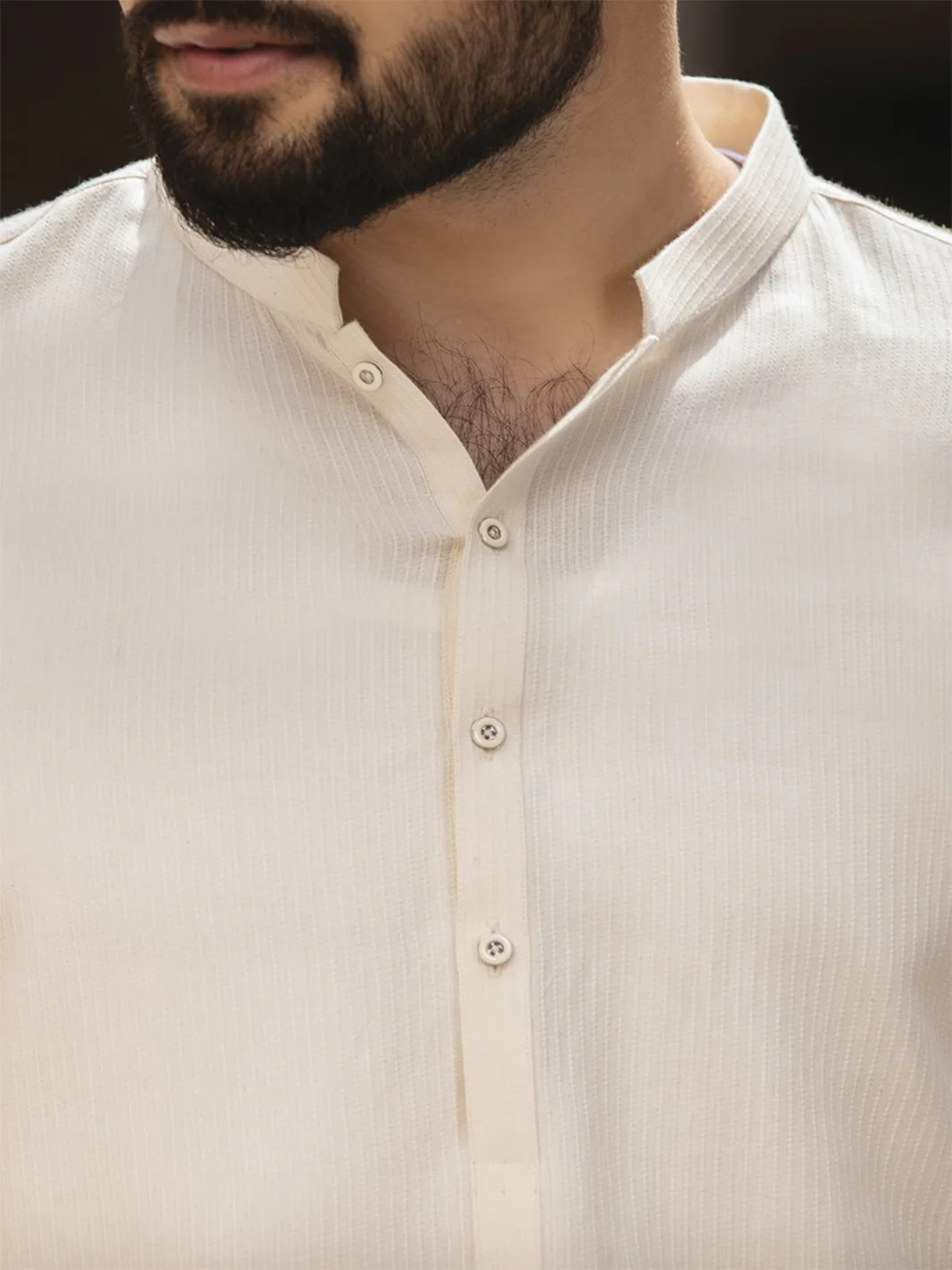 Off White Cotton Kurta - AL-K-738 - Image 3