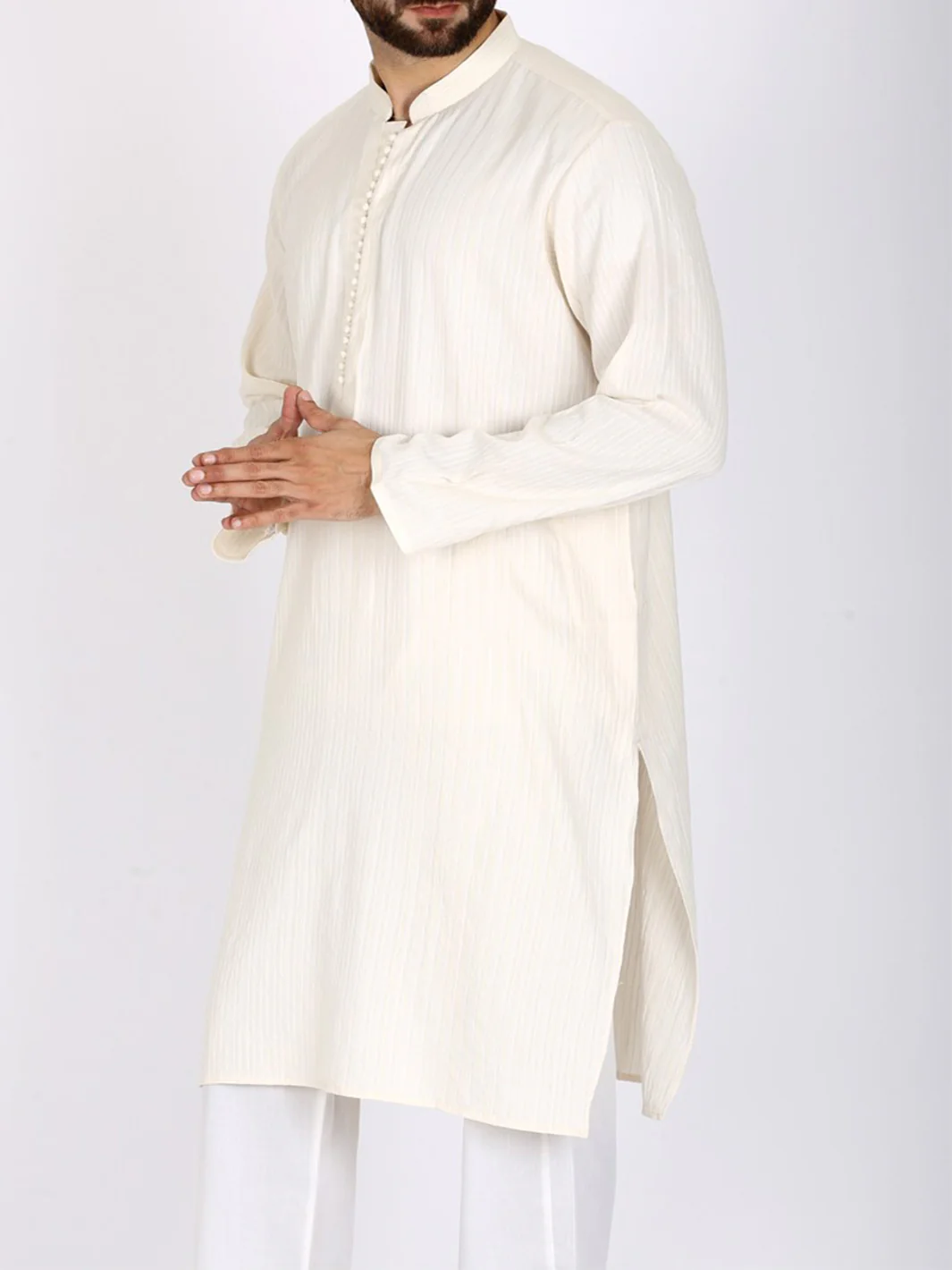 Off White Cotton Kurta - AL-K-758 - Image 2