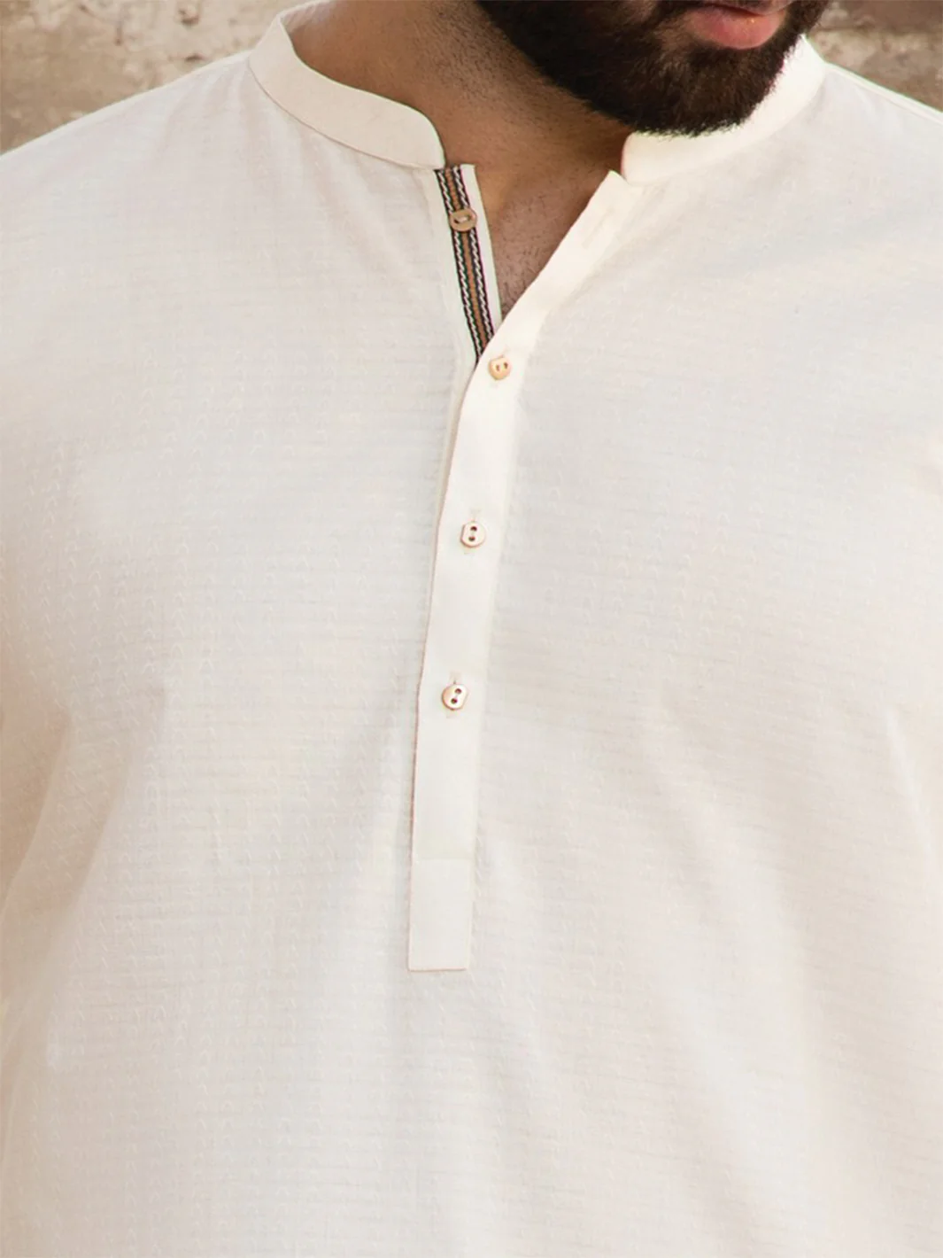 Off White Cotton Kurta - AL-K-797 - Image 2