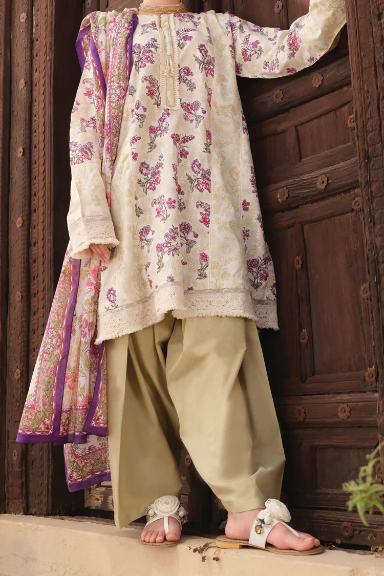 Off White Lawn 3 Piece Stitched - ALP-725