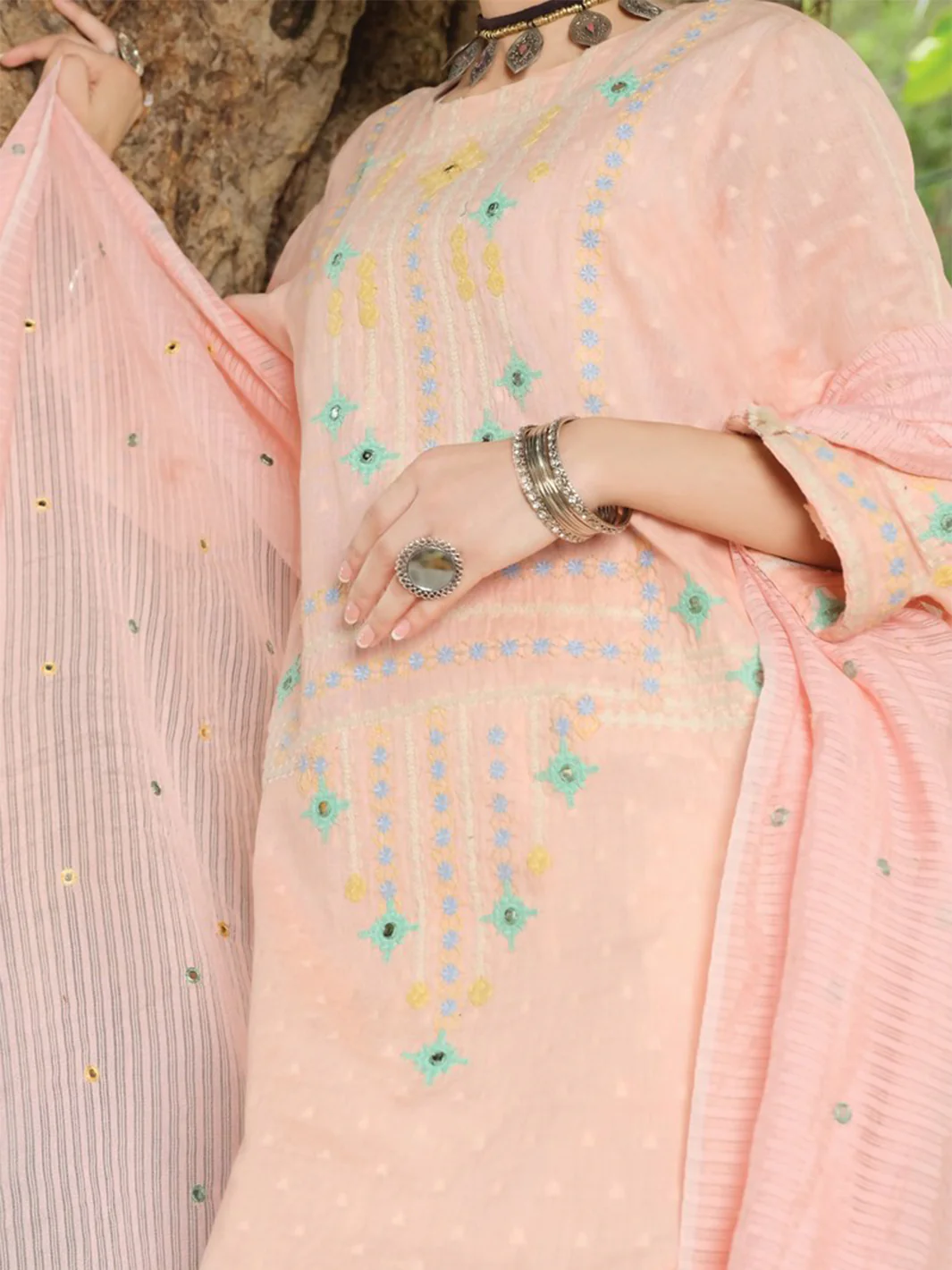 Pink Jacquard 3 Piece Stitched - ALP-729 - Image 2