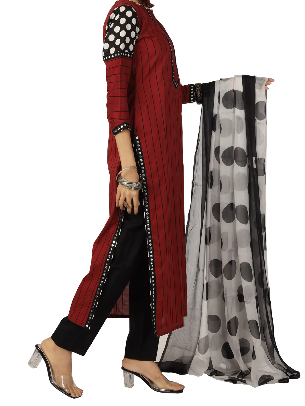 Red Blended 3 Piece Stitched - ALP-080 - Image 3