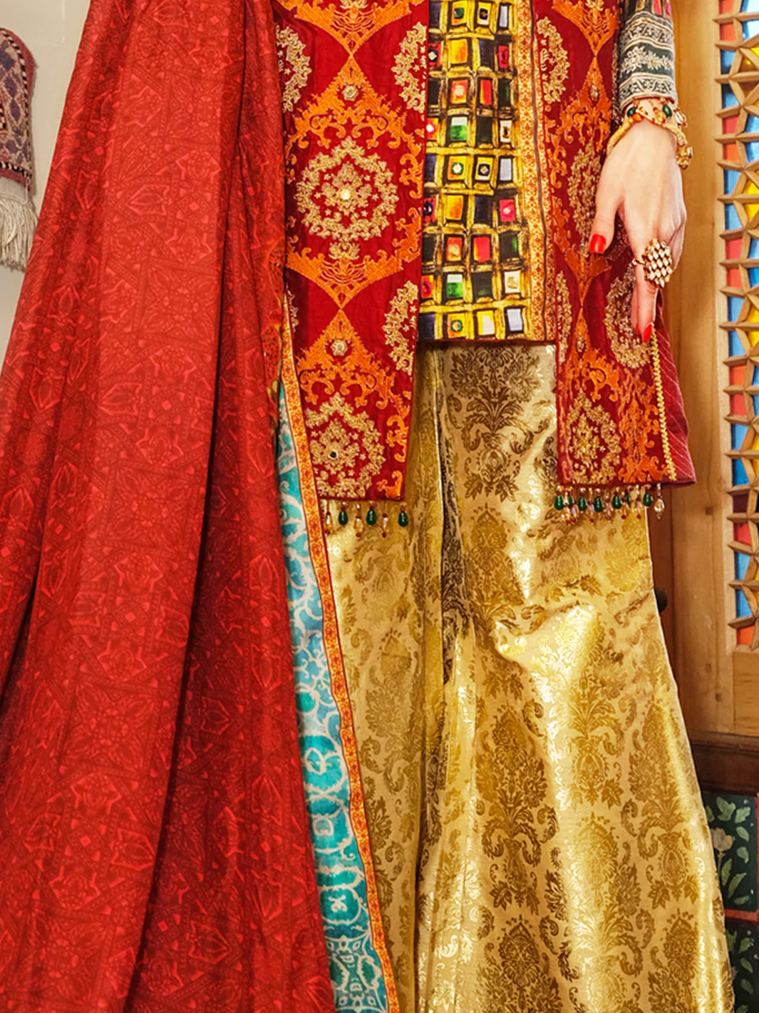 Red Silk 3 Piece Formal Suit - LS-251 - Image 3