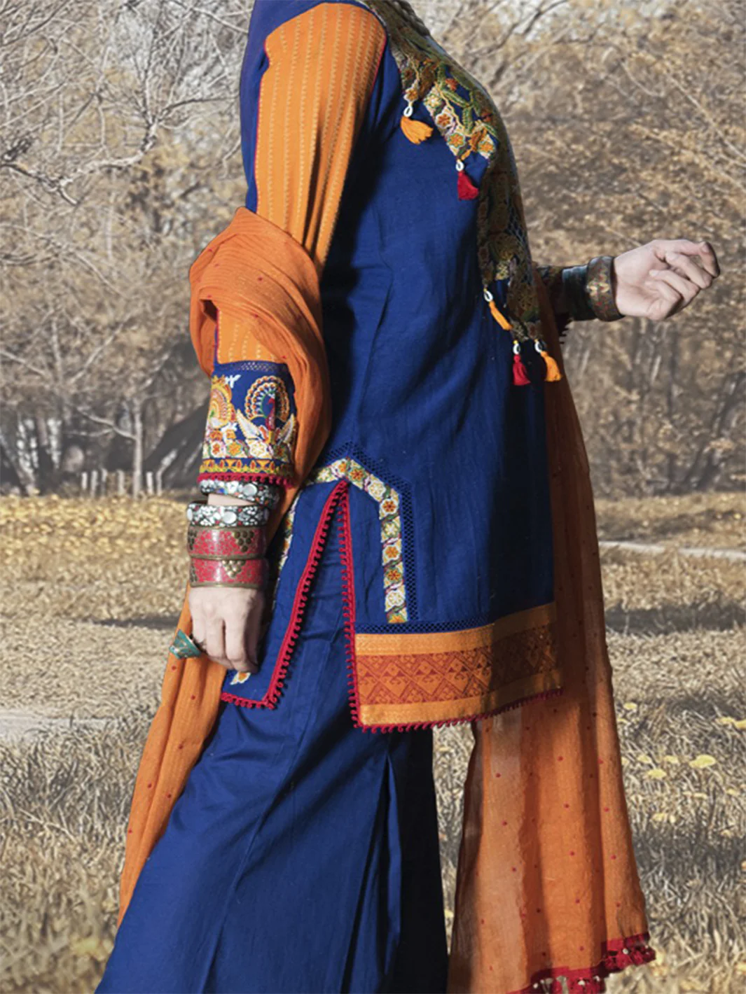 Royal Blue Khaddar 3 Piece Stitched - AWP-178 - Image 3