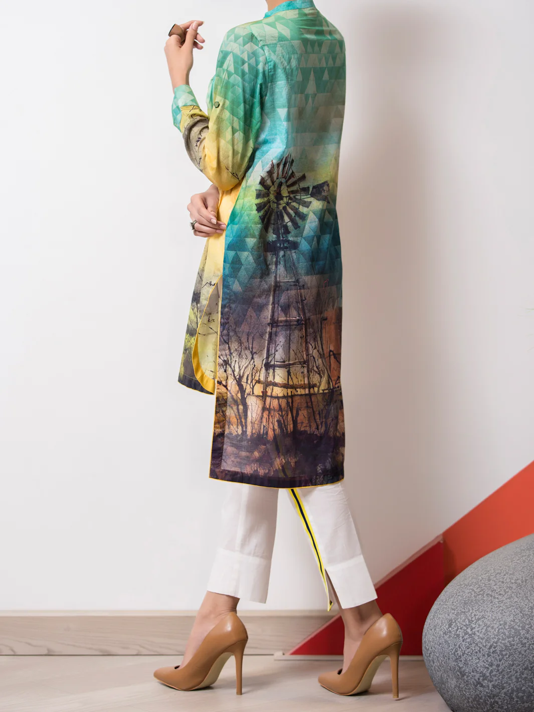 Turquoise Lawn Tunic - ALP-LK-663 - Image 3