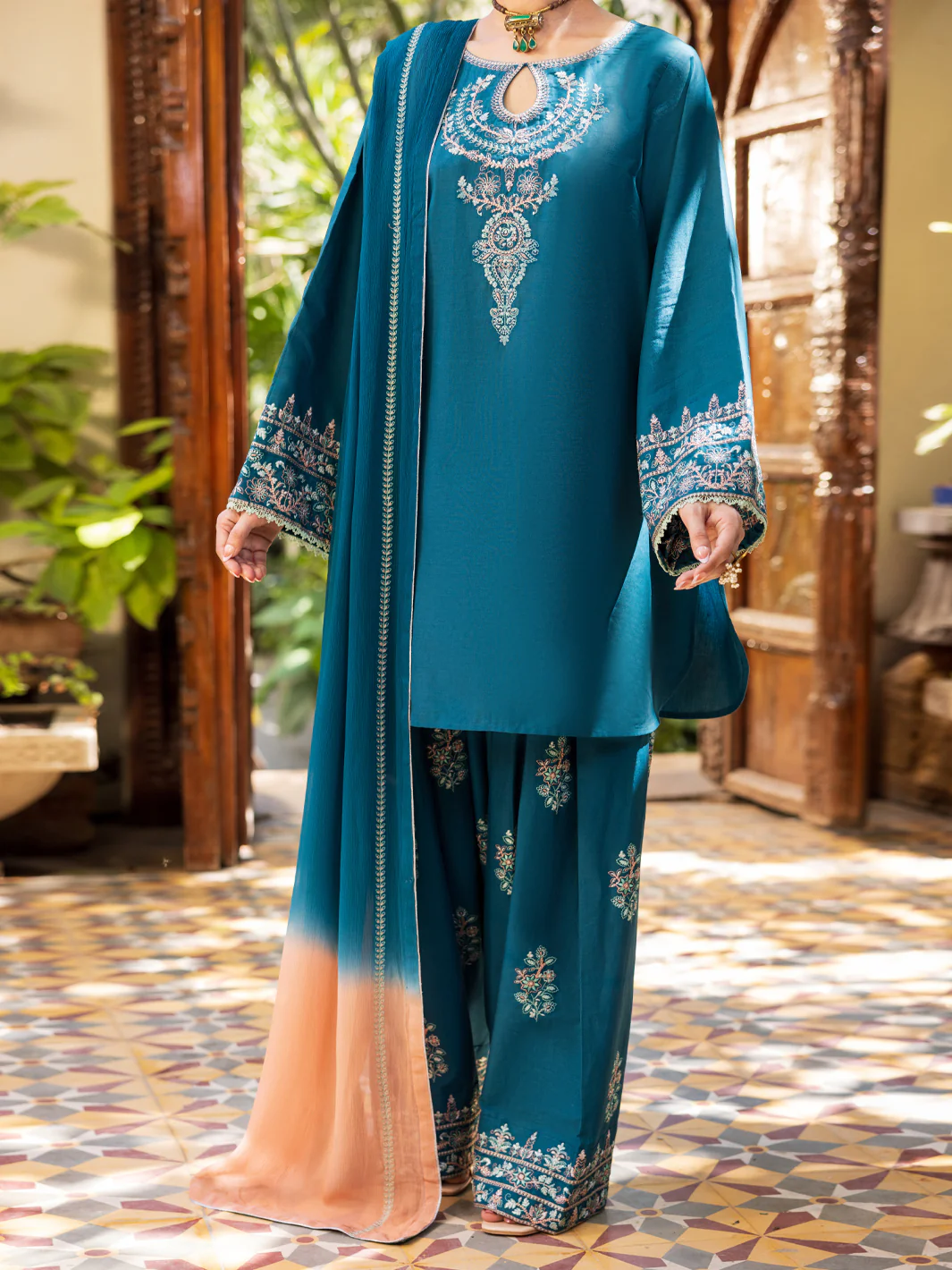 Turquoise Stitched 3Pc - ALP-3PS-2602 - Image 4